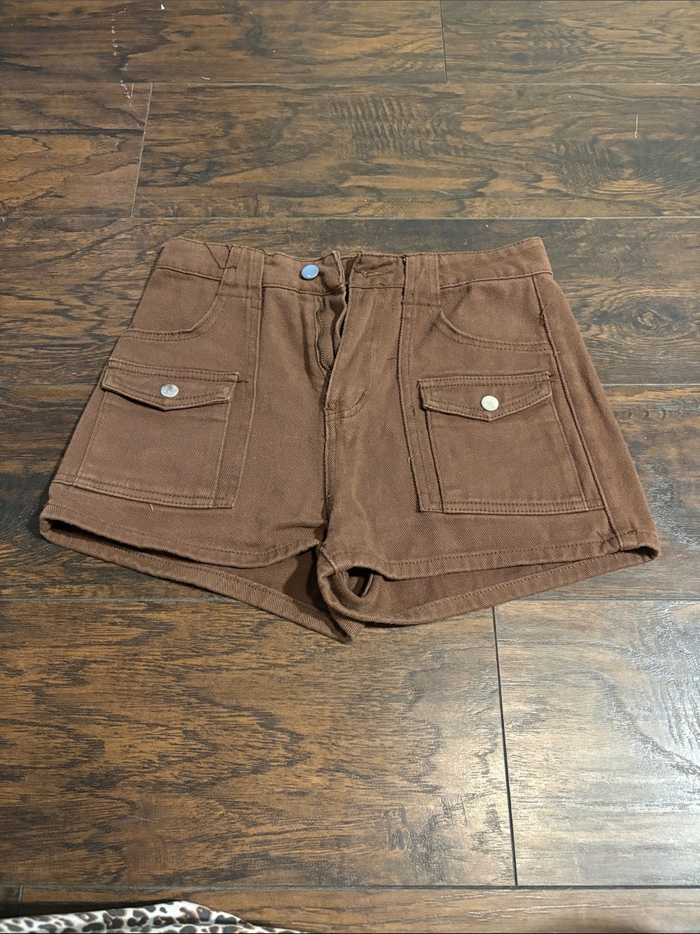 SHEIN Brown High Waist Utility Pocket Shorts